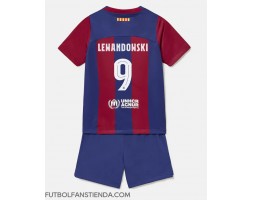Barcelona Robert Lewandowski #9 Primera Equipación Niños 2023-24 Manga Corta (+ Pantalones cortos)